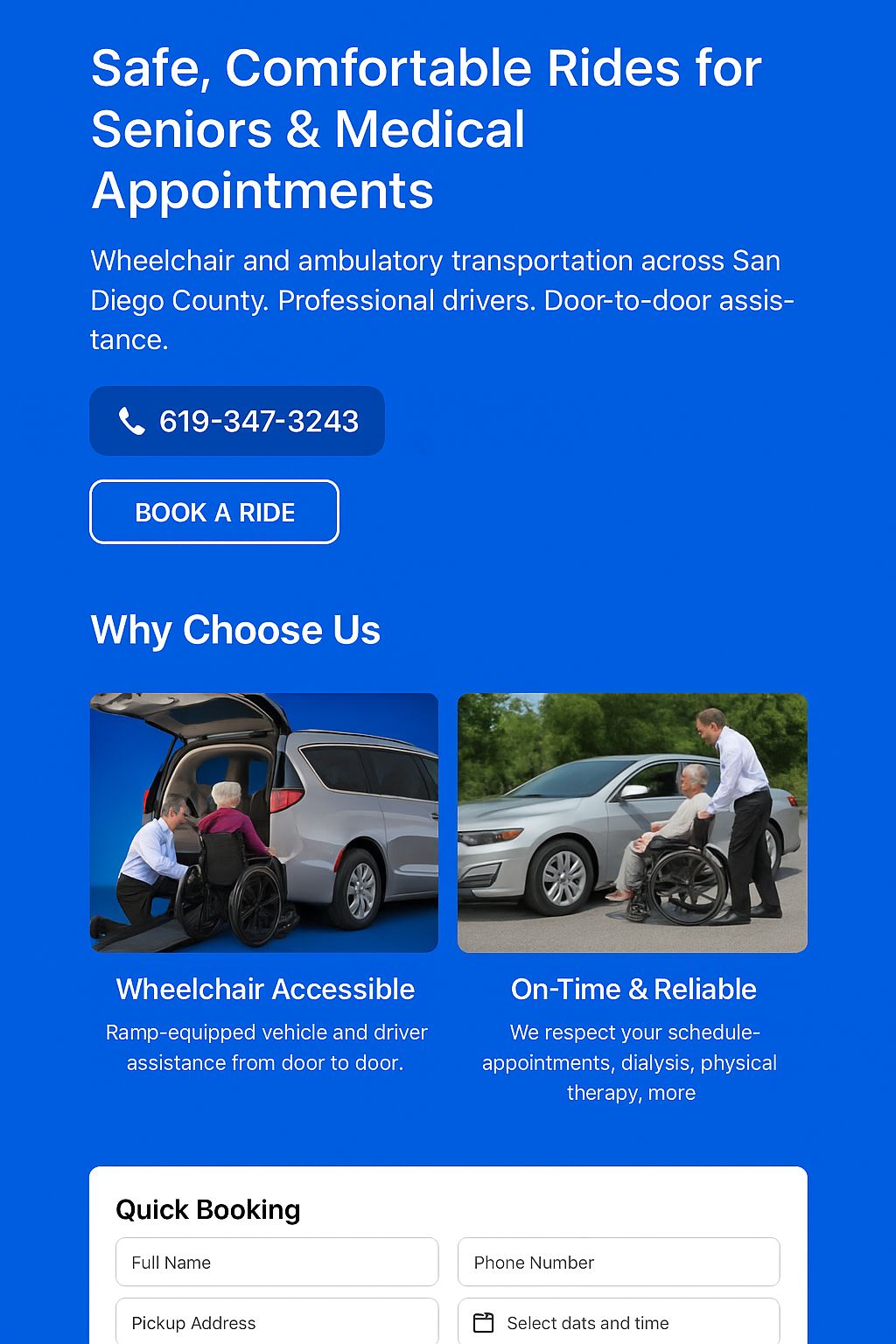 Driver assisting wheelchair passenger and ambulatory passenger, side by side